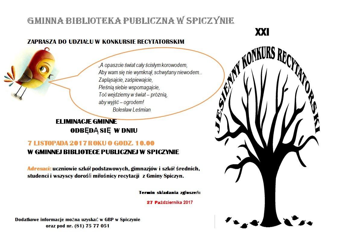 XXI Jesienny Konkurs Recytatorski — zdjęcie 1