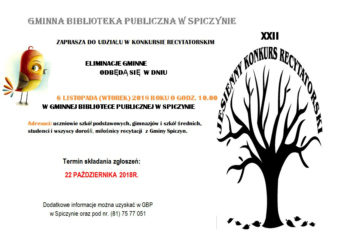 XXII JESIENNY KONKURS RECYTATORSKI — zdjęcie 1