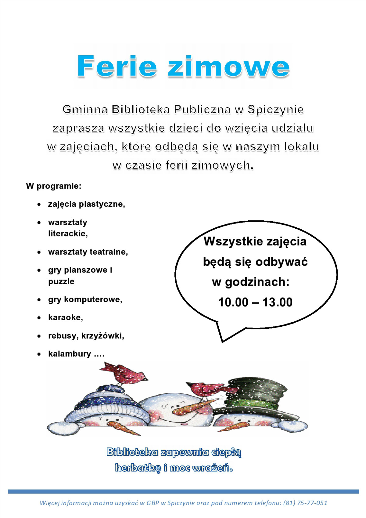 Ferie zimowe w bibliotece — zdjęcie 1